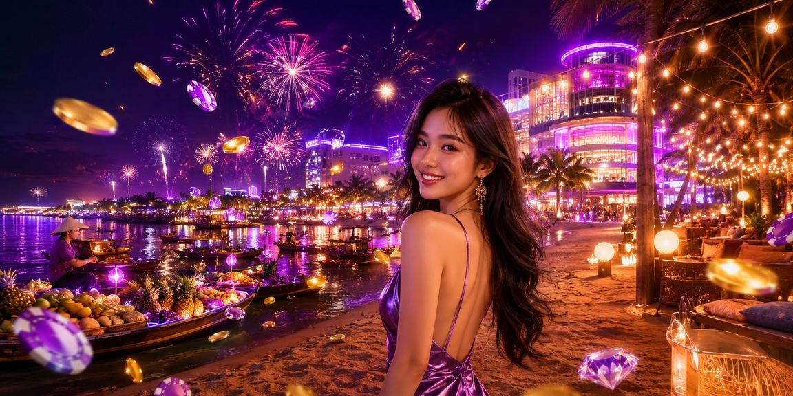 Không khí sôi động tại khu casino ven sông Mekong về đêm